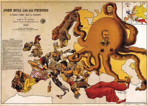 Figure 1. A humorous map portraying Russia as an octopus strangling its neighbors. Credit: Library of Congress, Geography and Map Division.