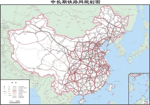 Figure 3. This map from 2016 shows the Chinese state plan for a national rail system as it will be in 2030. The integrated system focuses on the national territory. Credit: (National Development Reform Commission, Citation2016).