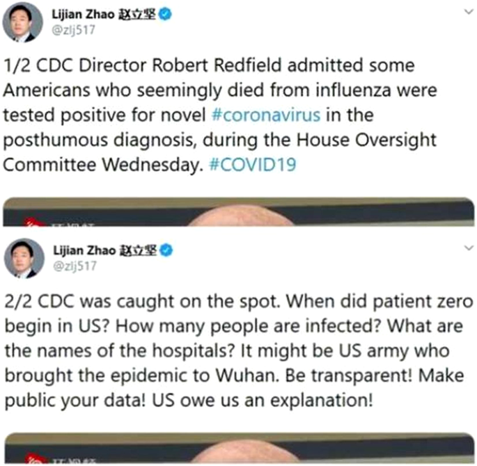 Fig. 1: Screenshot of Zhao’s tweet.