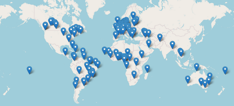 Map of Confucius institutes across the world